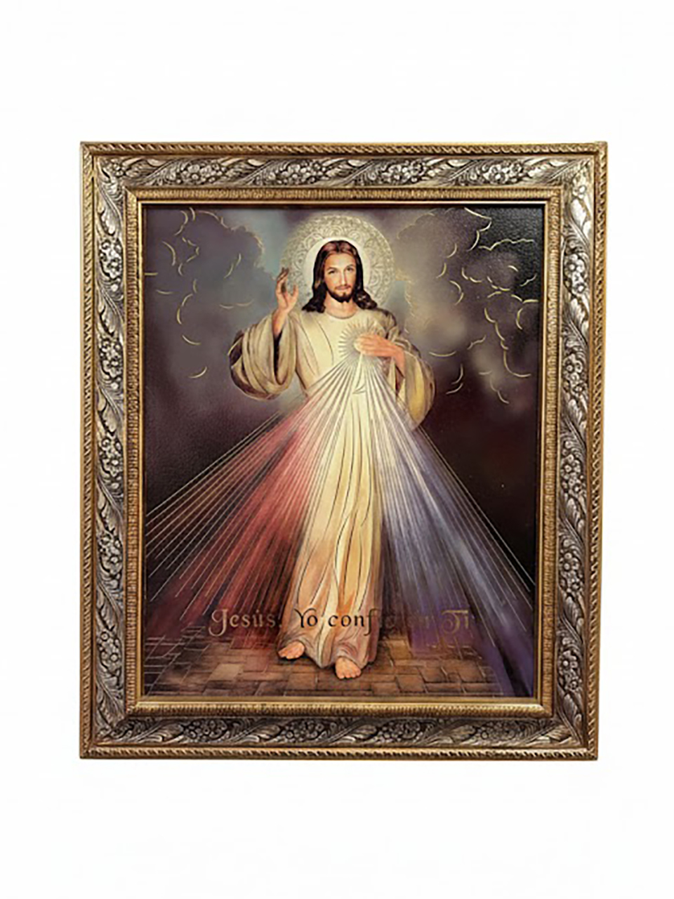 Cuadro del Señor de la Misericordia Marco Dorado con Plateado