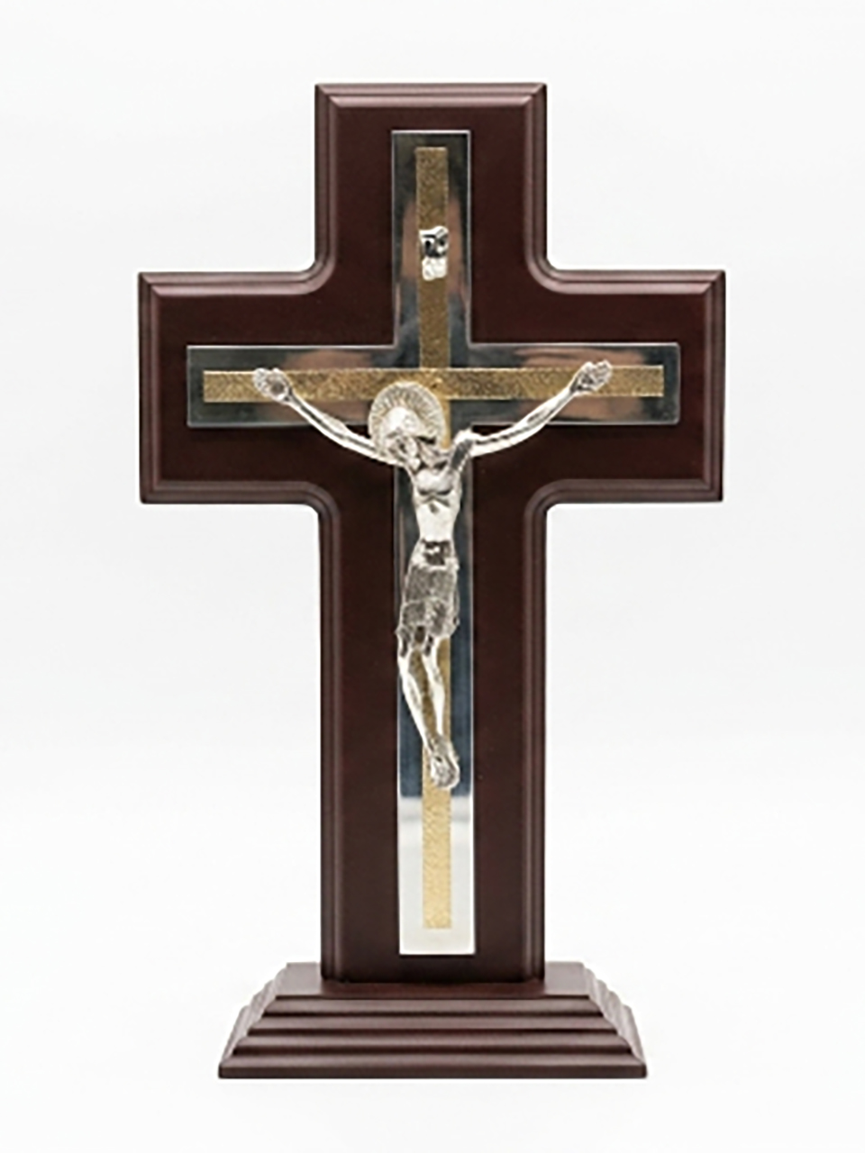 Cristo Plata de Metal con Base