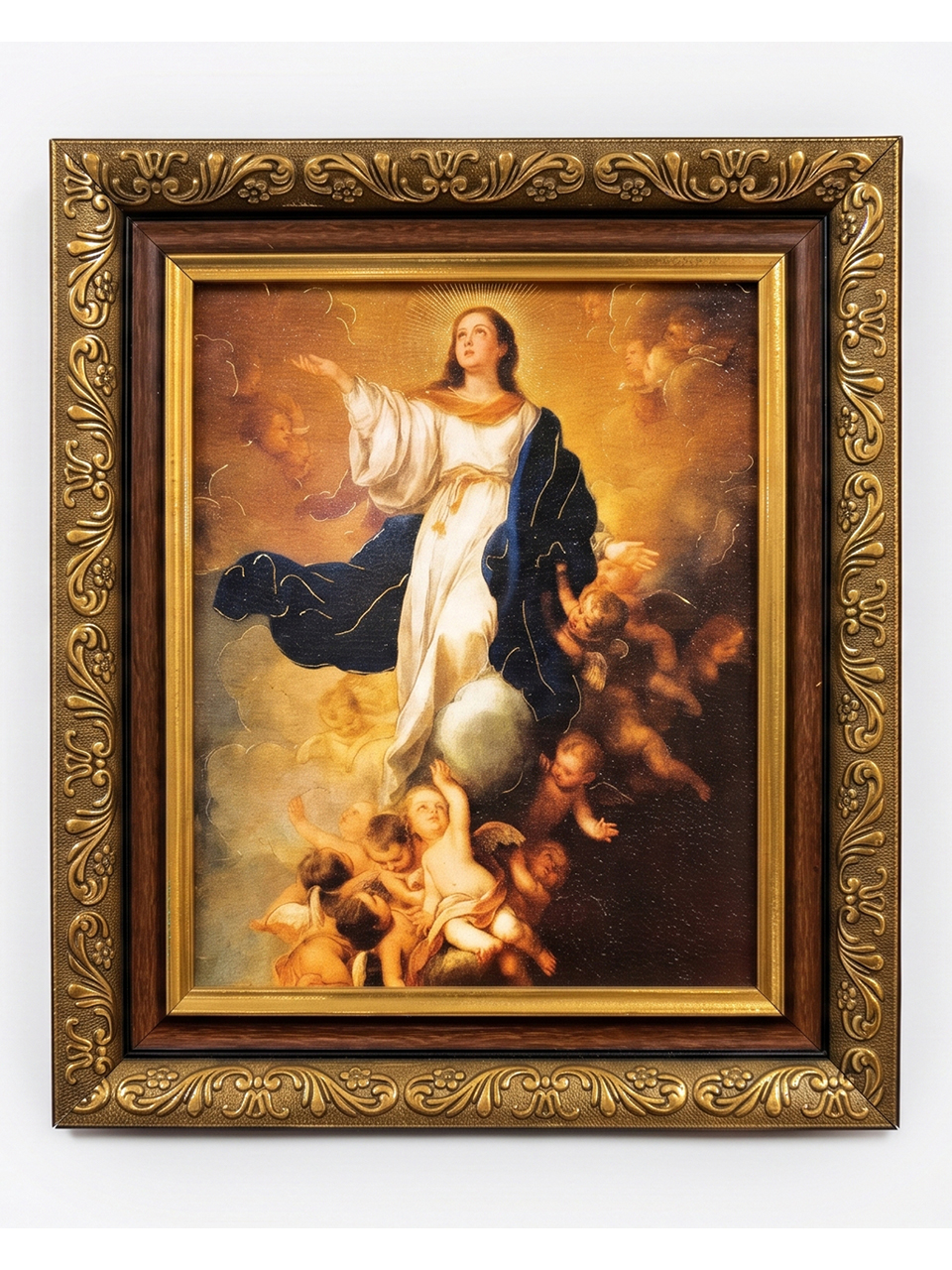 Cuadro Virgen de la Asuncion Marco Dorado Antiguo
